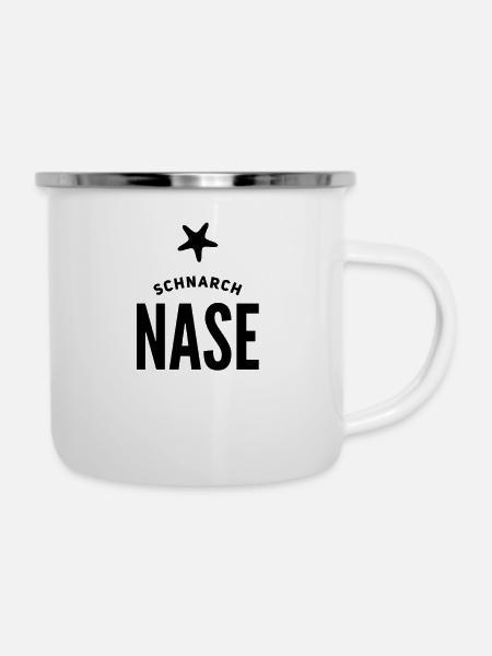Schnarchnase - Emaille-Tasse - Weiß