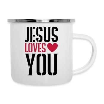 Jesus loves you heart - Camper Mug - white - Right