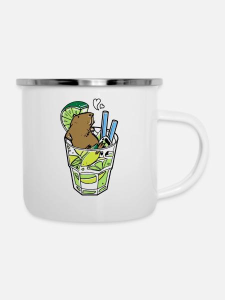 Capybara caipirinha 🍸🐹🌞 - Emaille-Tasse - Weiß