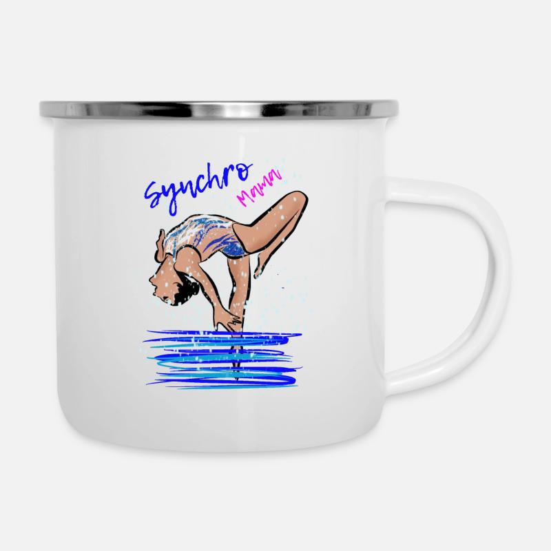 Synchro Mama - Emaille-Tasse - Weiß