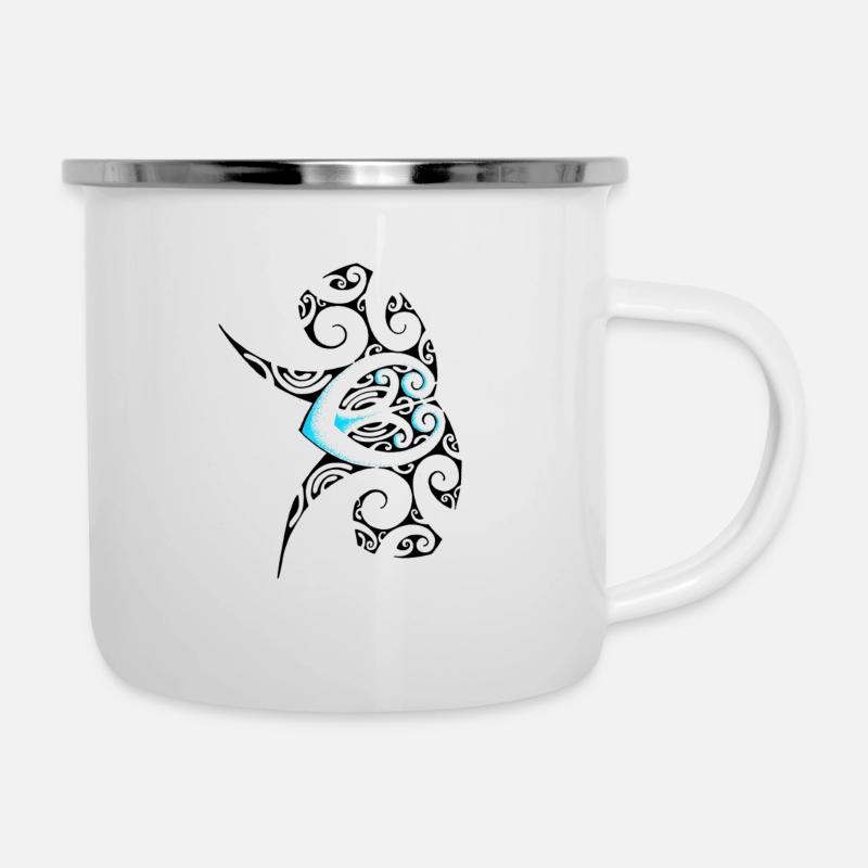 Polynesia tattoo art ocean turtle - Camper Mug - white