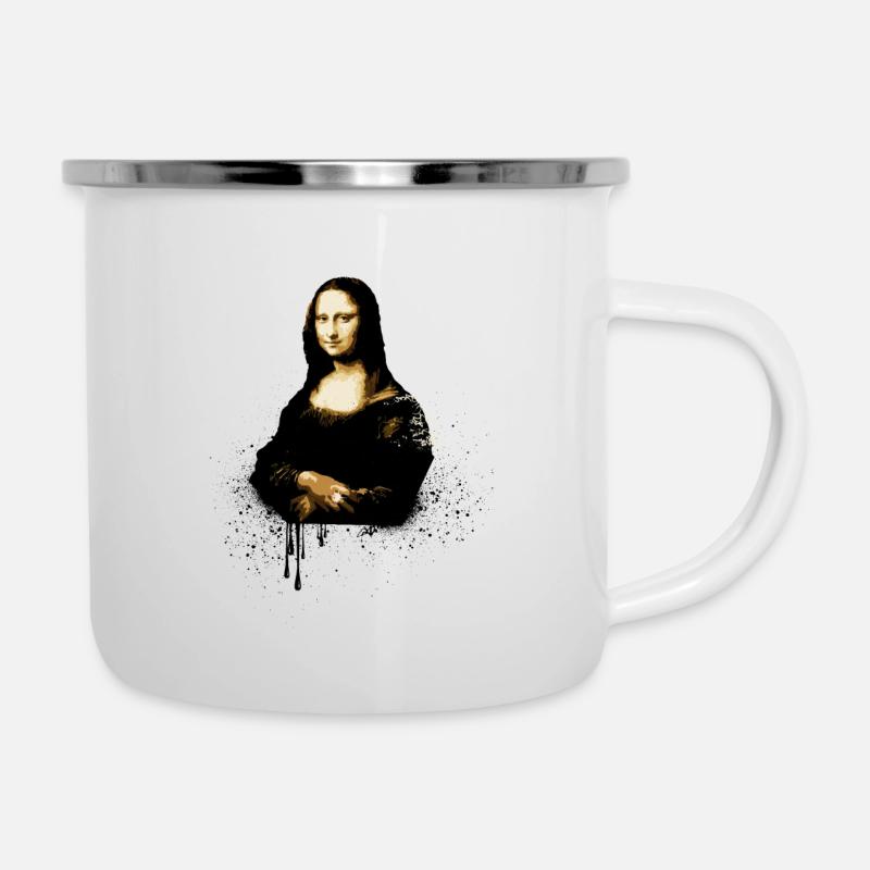 Mona Lisa ja! - Emaille-Tasse - Weiß