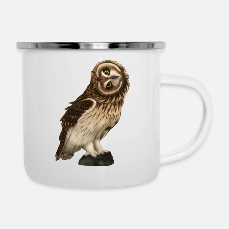 Sumpfohreule - Emaille-Tasse - Weiß