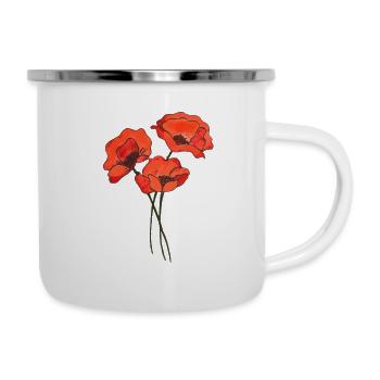 Trio de coquelicots - Tasse émaillée - blanc - Droite