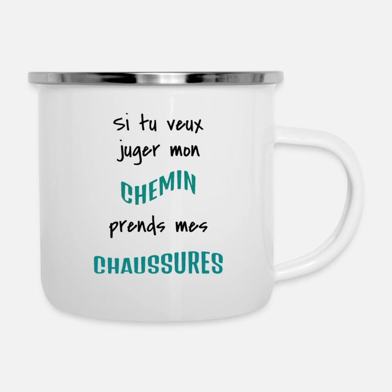 citation_chemin chaussures - Tasse émaillée - blanc