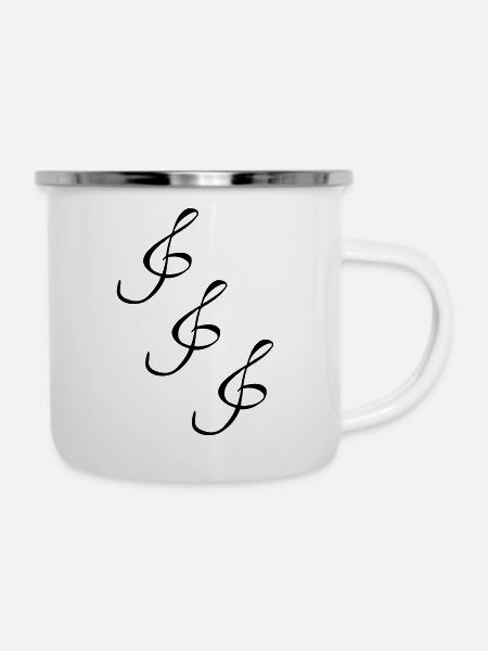 Cello-Tasten - Emaille-Tasse - Weiß