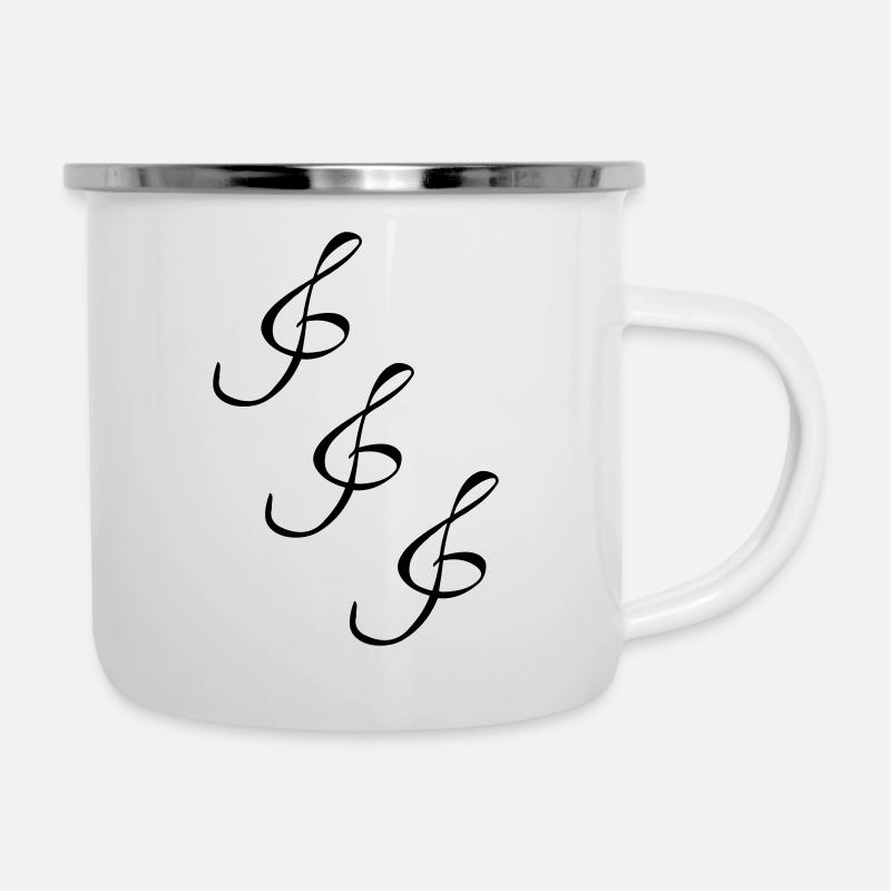 Cello-Tasten - Emaille-Tasse - Weiß