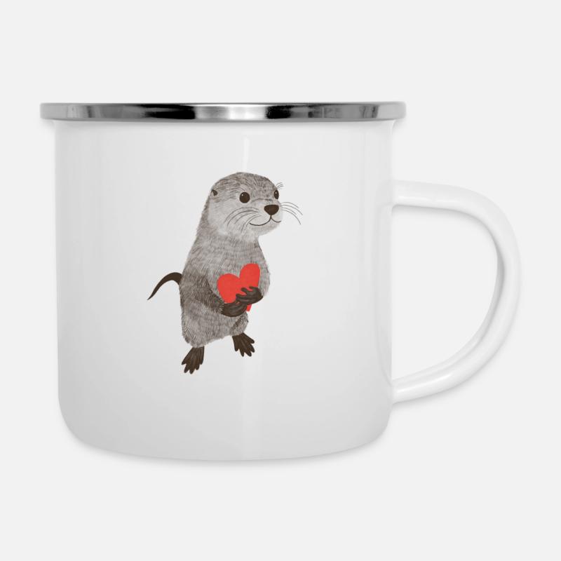 Otter with heart - Camper Mug - white