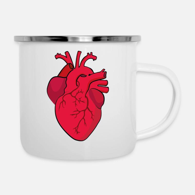 herz anatomisch - Emaille-Tasse - Weiß