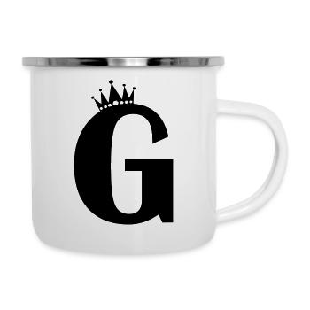 lettre G couronne - Tasse émaillée - blanc - Droite