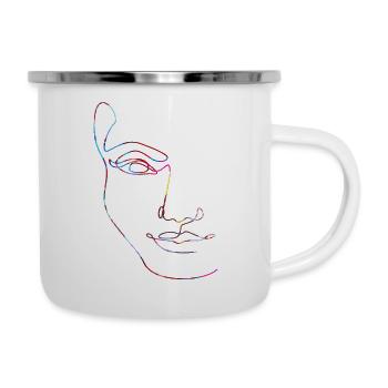 Dessin au trait silhouette féminine Visages féminins visage - Tasse émaillée - blanc - Droite