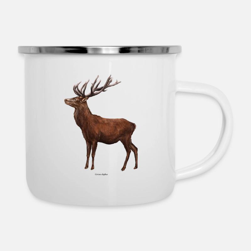 Hirsch - Emaille-Tasse - Weiß
