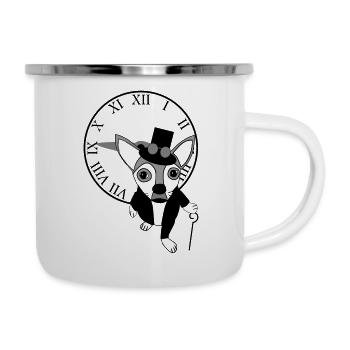 Steampunkhund - Emaille-Tasse - Weiß - Rechts