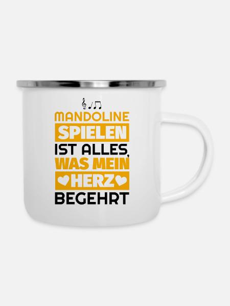 Mandoline Geschenke - Emaille-Tasse - Weiß