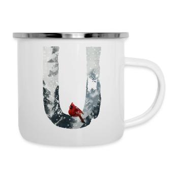 U – caractère décoratif – hiver - Tasse émaillée - blanc - Droite
