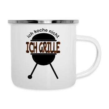 Ich koche nicht, ich grille - Emaille-Tasse - Weiß - Rechts
