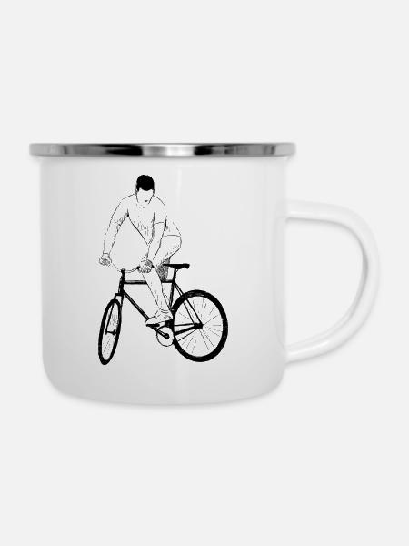 Fixie Skid - Emaille-Tasse - Weiß