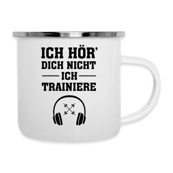 Ich Hör Dich Nicht Ich Trainiere - Gym Workout - Emaille-Tasse - Weiß - Rechts