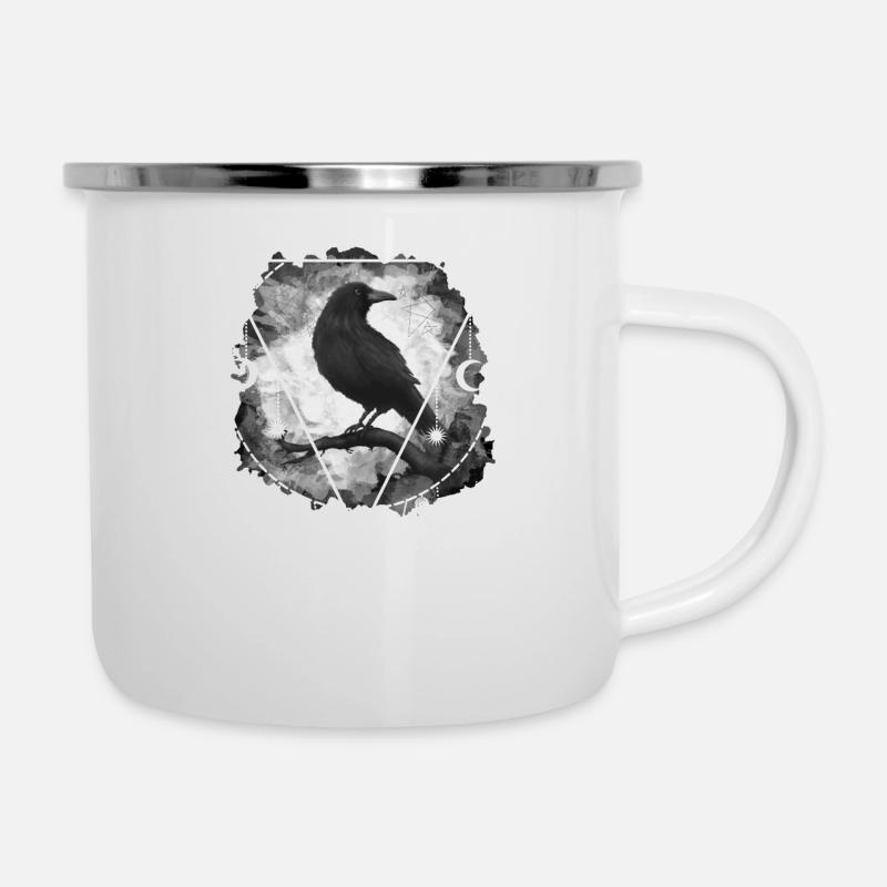 Occultisme gothique Raven Crow - Tasse émaillée - blanc