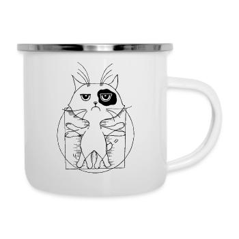 Chat de Vinci - Tasse émaillée - blanc - Droite