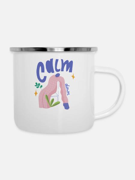Calm down - Emaille-Tasse - Weiß