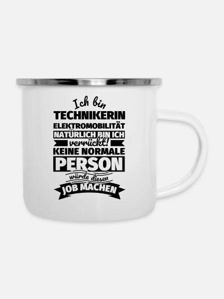 Technikerin Elektromobilität Geschenke - Emaille-Tasse - Weiß