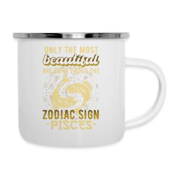 Sternzeichen Fische Pisces Geschenk - Emaille-Tasse - Weiß - Rechts