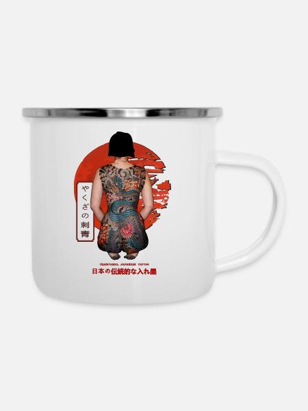 Japanisches traditionelles Tattoo - Emaille-Tasse - Weiß