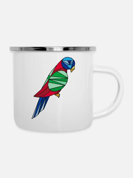 Papagei - Emaille-Tasse - Weiß