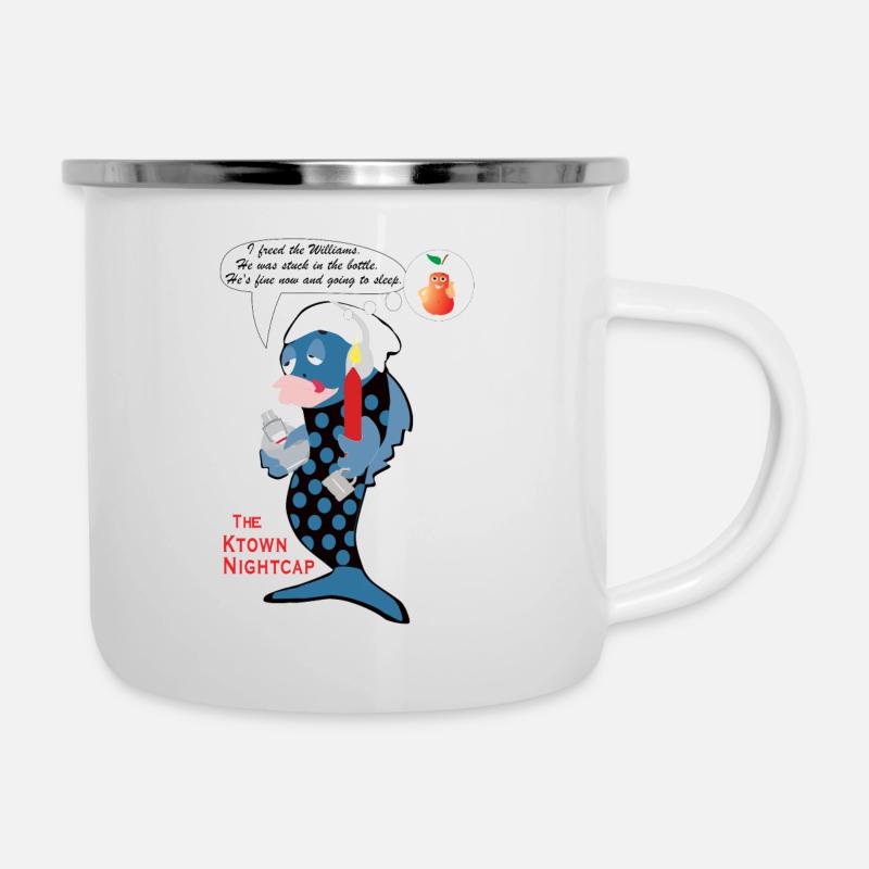 K-Town Nightcap Fish - Emaille-Tasse - Weiß