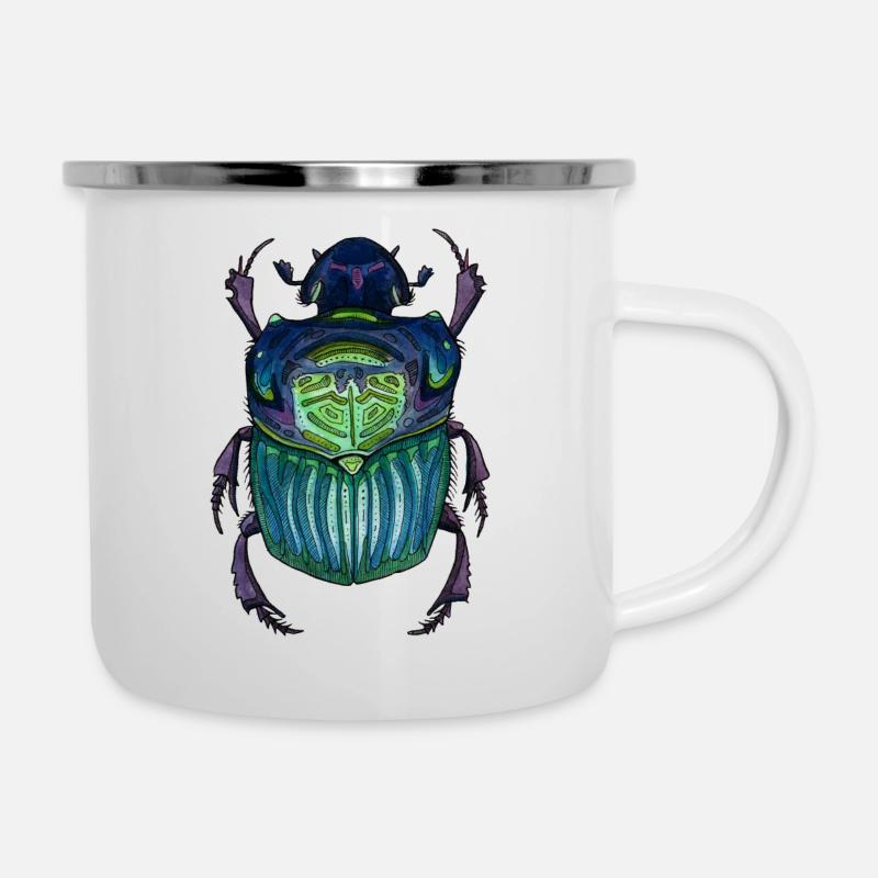 Großer - Riesenkäfer - Emaille-Tasse - Weiß