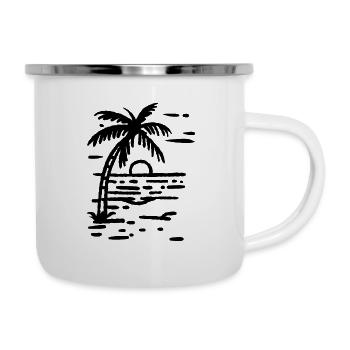 Beach palm tree at sunset - Camper Mug - white - Right