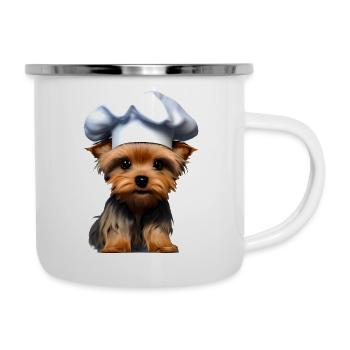 Yorkshire Terrier Cuisine chiot Restaurateur Chien - Tasse émaillée - blanc - Droite
