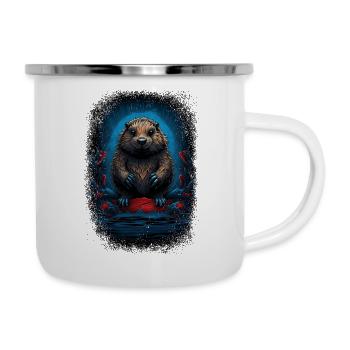 funny sayings badgers beaver dam beaver tee shirt - Emaille-Tasse - Weiß - Rechts