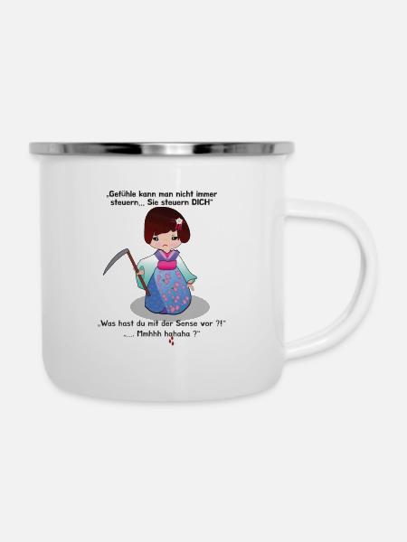 Schwarzer Humor Geisha - Emaille-Tasse - Weiß