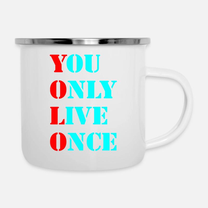 YOLO 5 - Emaille-Tasse - Weiß
