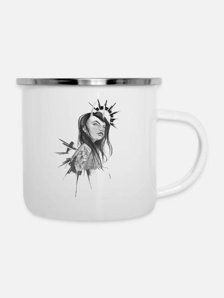 tattoofrau - Emaille-Tasse - Weiß