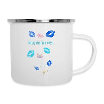 Sirène, Bisous, Sous L’eau, Lèvres Bleues - Tasse émaillée - blanc - Droite