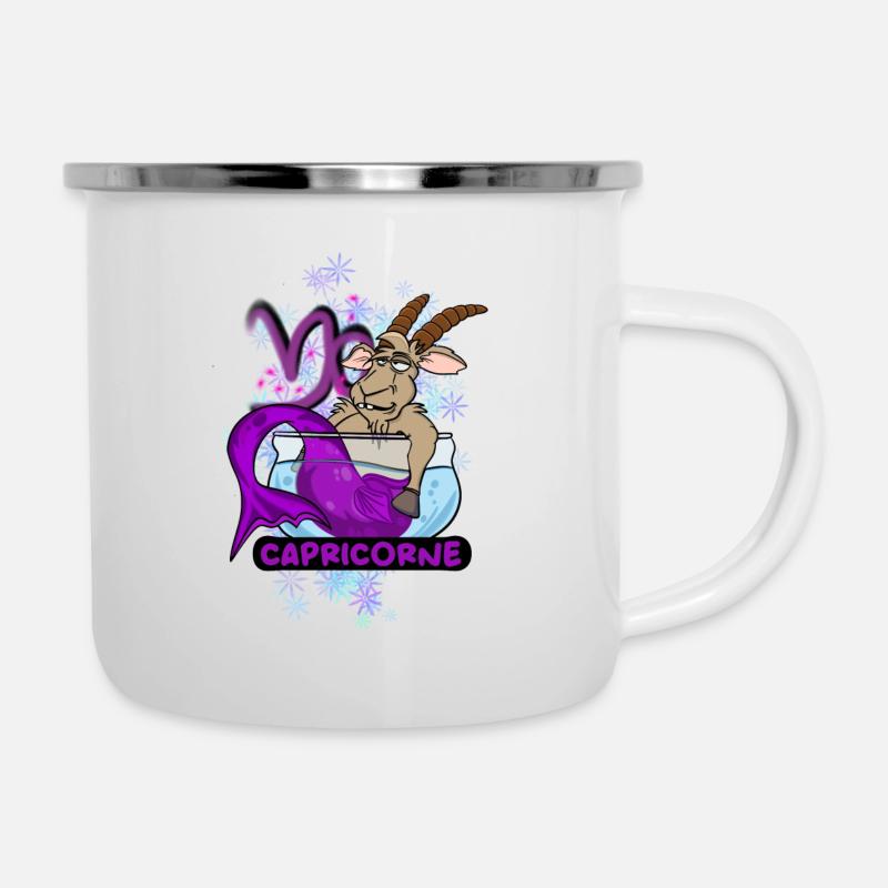 «Capricorne » - Tasse émaillée - blanc