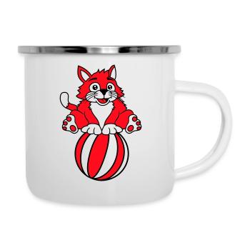 Circus Cat Jeu de ballon de plage équilibré Fun Fun - Tasse émaillée - blanc - Droite