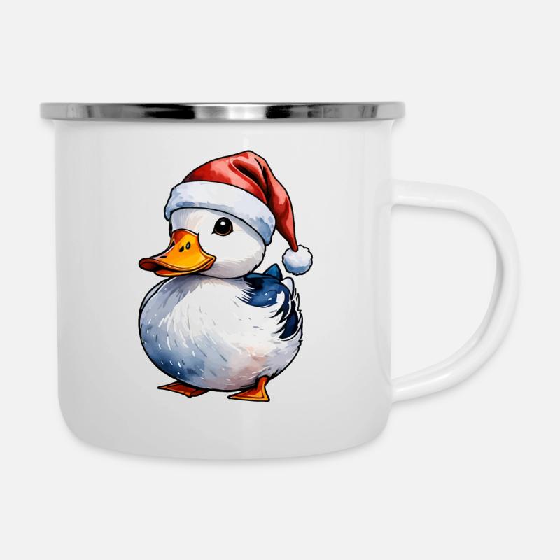 Dessin de Noël de canard - Tasse émaillée - blanc