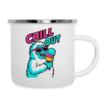 Chill Out Yeti - Emaille-Tasse - Weiß - Rechts