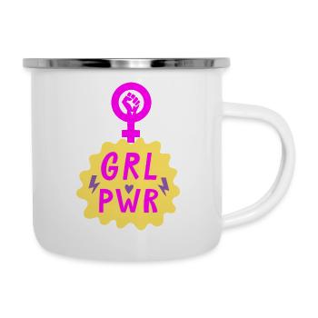 GIRL POWER – HEART OF STRENGTH! ♀ GIRLS SISTERS - Emaille-Tasse - Weiß - Rechts