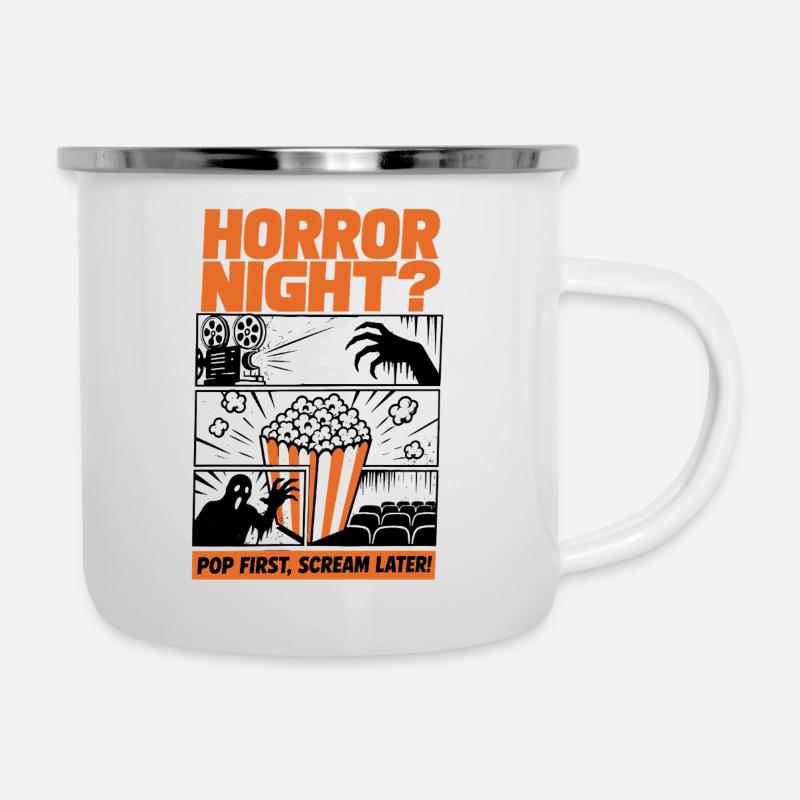 Conception de popcorn pour la Nuit d’Horreur - Tasse émaillée - blanc