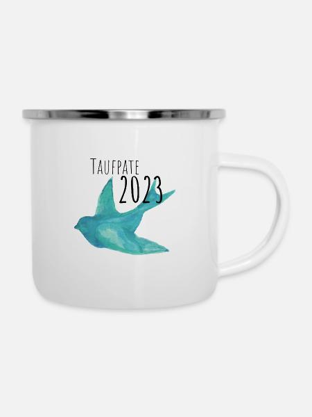 Taufpate 2023 - Emaille-Tasse - Weiß