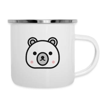 Ours - animaux mignon pour enfants - Tasse émaillée - blanc - Droite