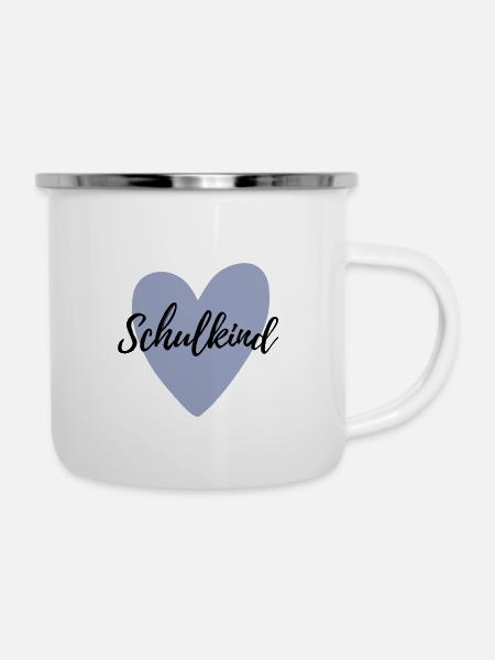 Schulkind - Emaille-Tasse - Weiß