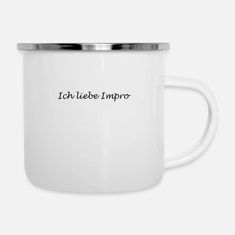 Ich liebe Impro klein1b - Emaille-Tasse - Weiß