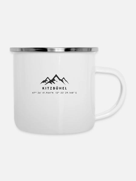Minimalistisches Kitzbühel-Logo - Emaille-Tasse - Weiß
