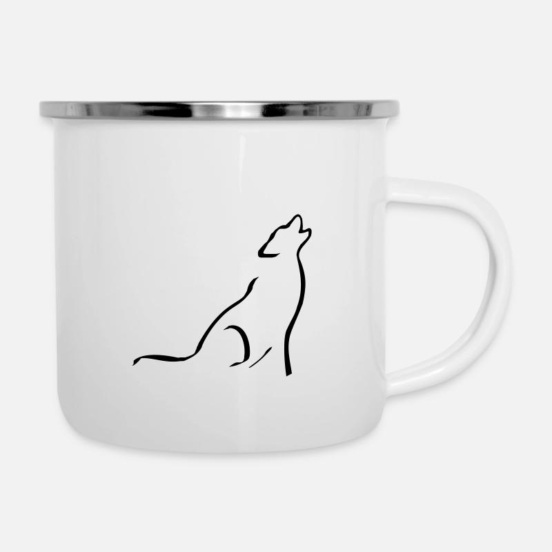Howling Wolf - Schizzo - Tazza smaltata - bianco